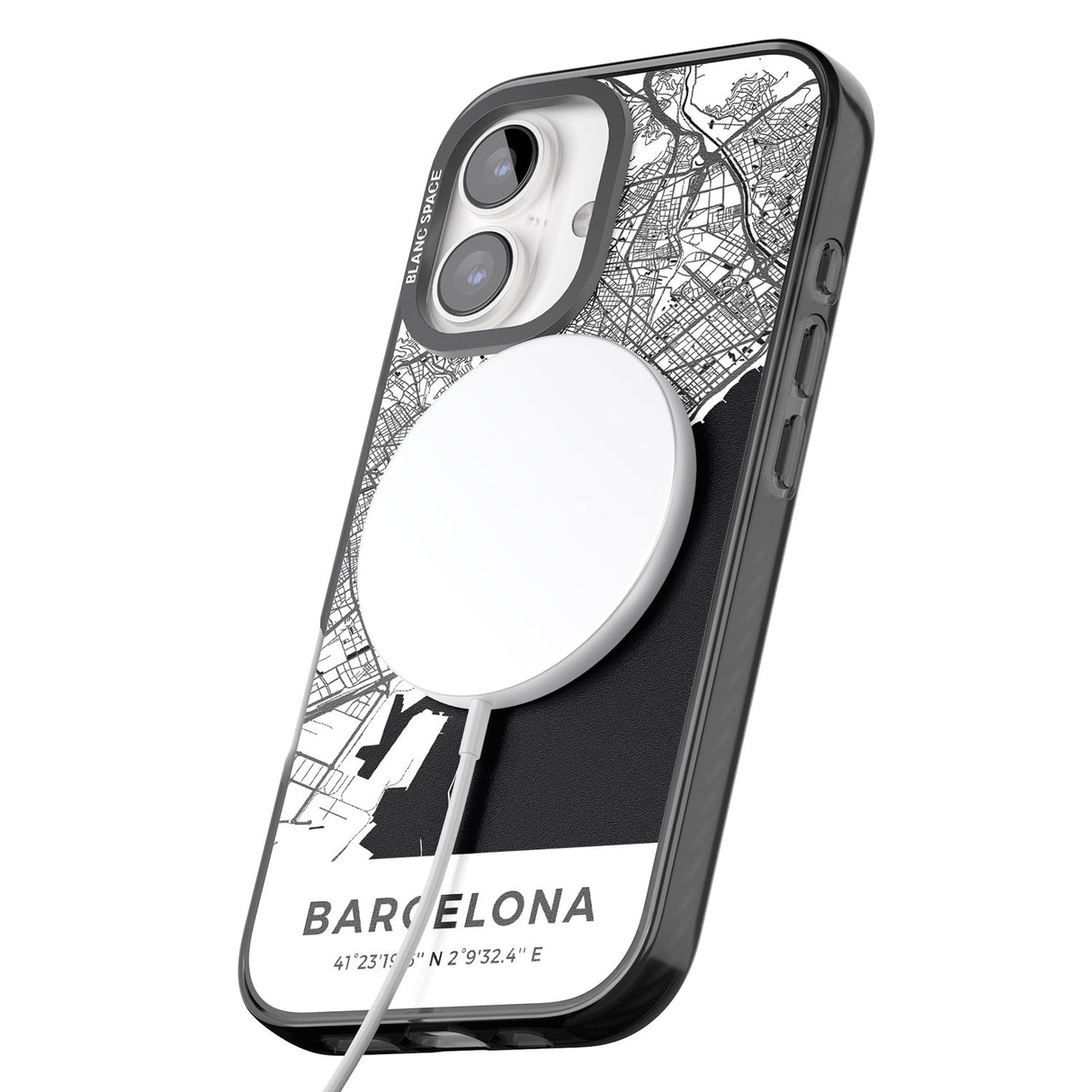 iPhone 16 Pro Max Map of Barcelona, Spain Black Impact Phone Case