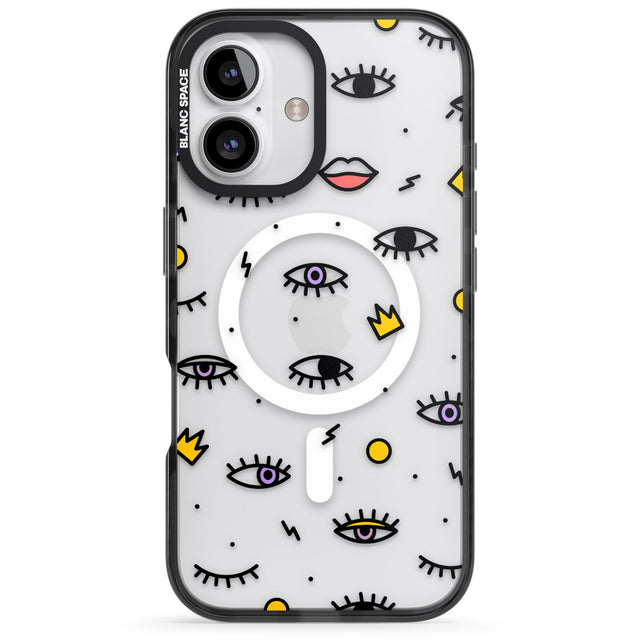 iPhone 16 Pro Max Eyes & Lips Icons Black Impact Phone Case