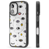 iPhone 16 Pro Max Eyes & Lips Icons Black Impact Phone Case