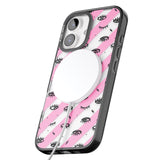 iPhone 16 Pro Max Pink Stripe Eyes Black Impact Phone Case