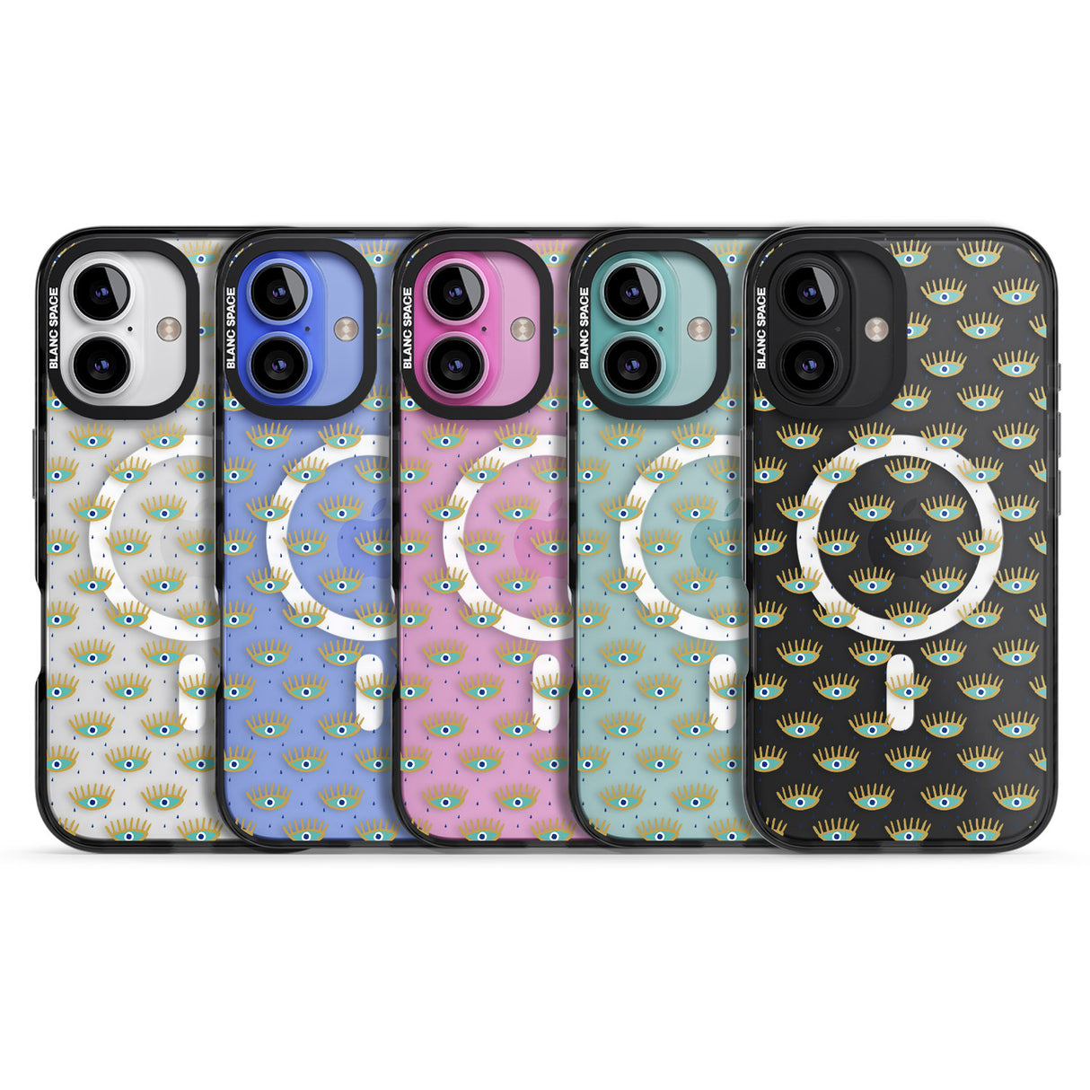 iPhone 16 Pro Max Crying Eyes (Clear) Psychedelic Eyes Pattern Black Impact Phone Case