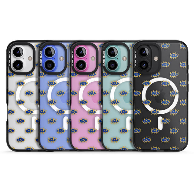 iPhone 16 Pro Max Gold Eyes (Clear) Psychedelic Eyes Pattern Black Impact Phone Case