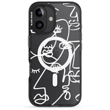 iPhone 16 Pro Max Abstract Continuous Line Faces White on Clear Black Impact Phone Case