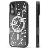 iPhone 16 Pro Max Abstract Continuous Line Faces White on Clear Black Impact Phone Case