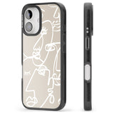 iPhone 16 Pro Max Abstract Continuous Line Faces White on Beige Black Impact Phone Case