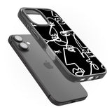 iPhone 16 Pro Max Abstract Continuous Line Faces White on Black Black Impact Phone Case