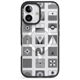 iPhone 16 Pro Max Abstract Lines: Mixed Pattern #1 Black Impact Phone Case