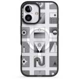 iPhone 16 Pro Max Abstract Lines: Mixed Pattern #2 Black Impact Phone Case