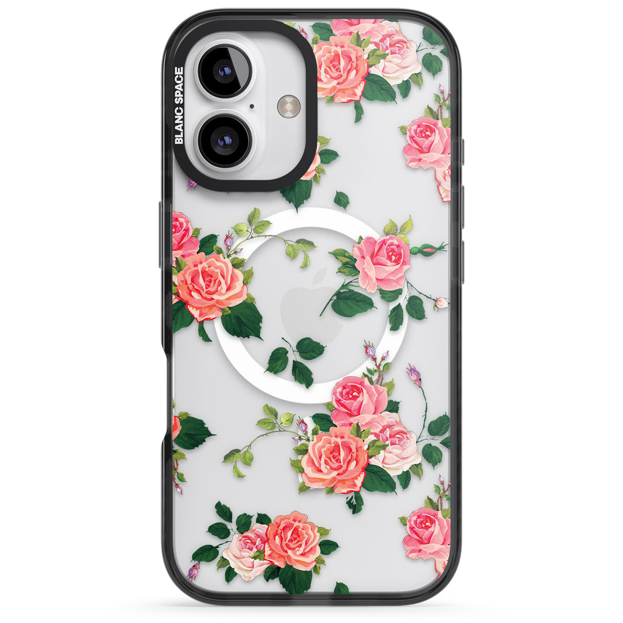 iPhone 16 Pro Max Pink Roses Black Impact Phone Case