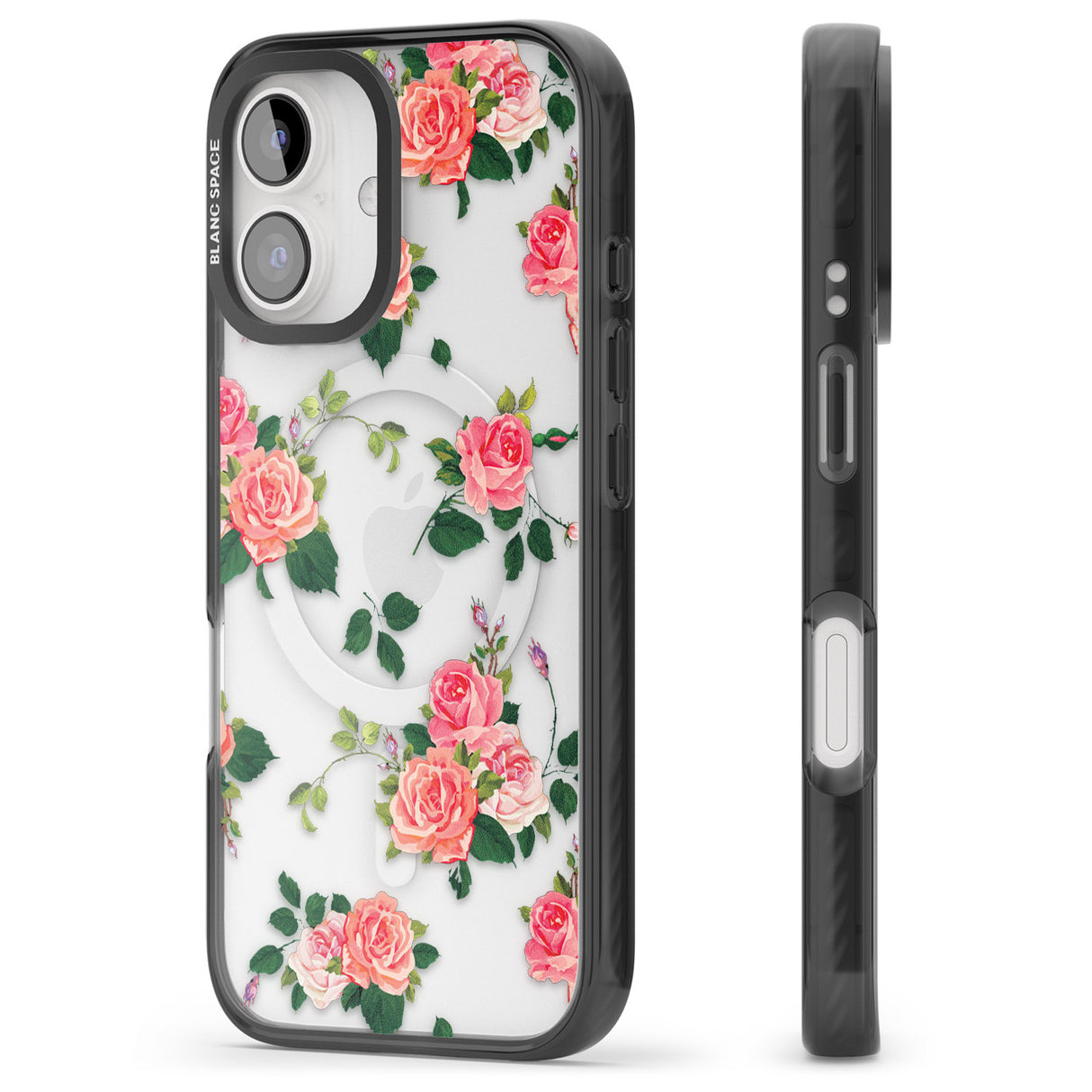 iPhone 16 Pro Max Pink Roses Black Impact Phone Case