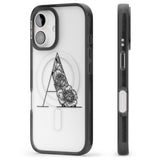 iPhone 16 Pro Max Floral Monogram Letter Black Impact Phone Case