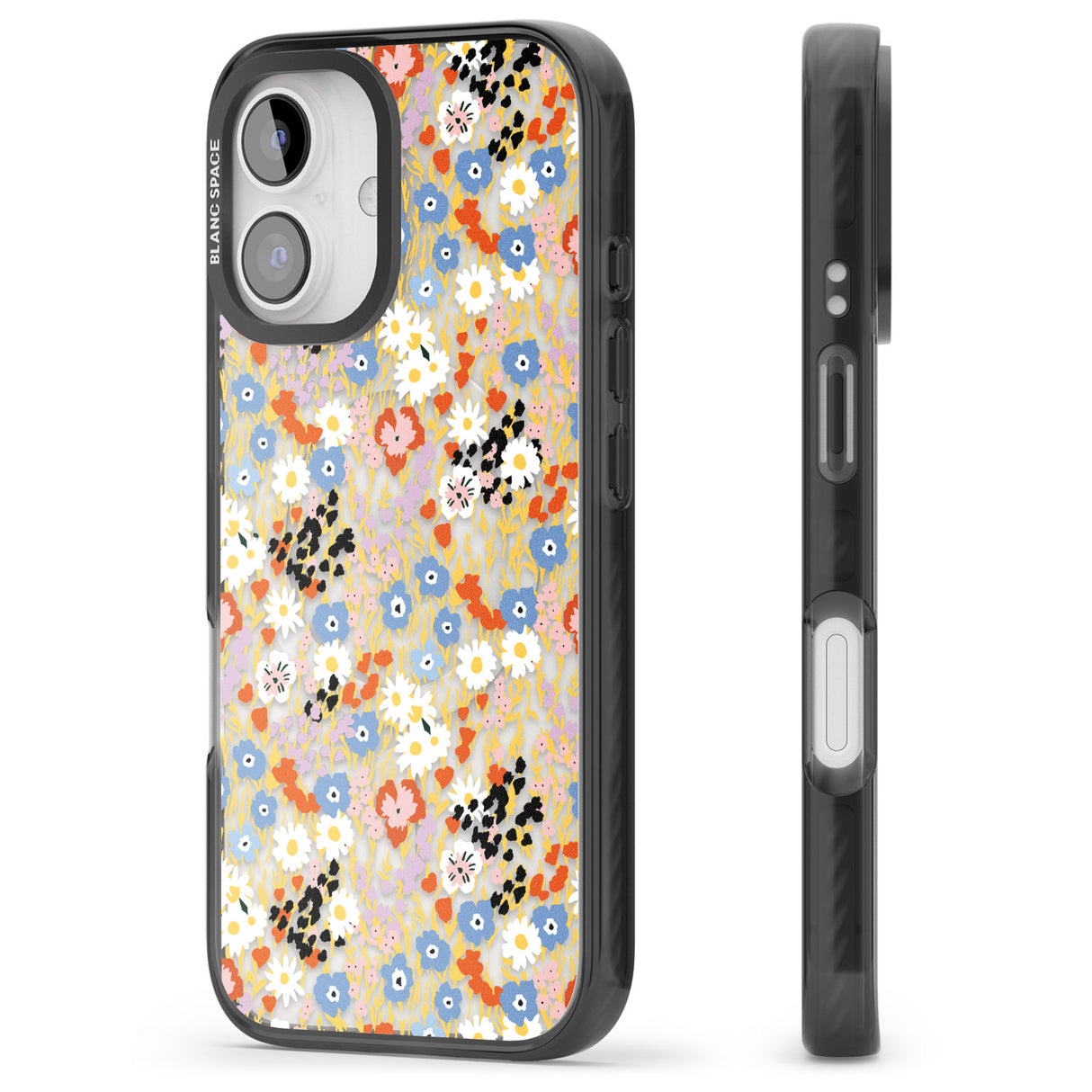 iPhone 16 Pro Max Busy Floral Mix: Transparent Black Impact Phone Case