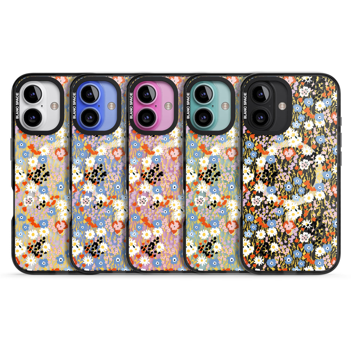 iPhone 16 Pro Max Busy Floral Mix: Transparent Black Impact Phone Case