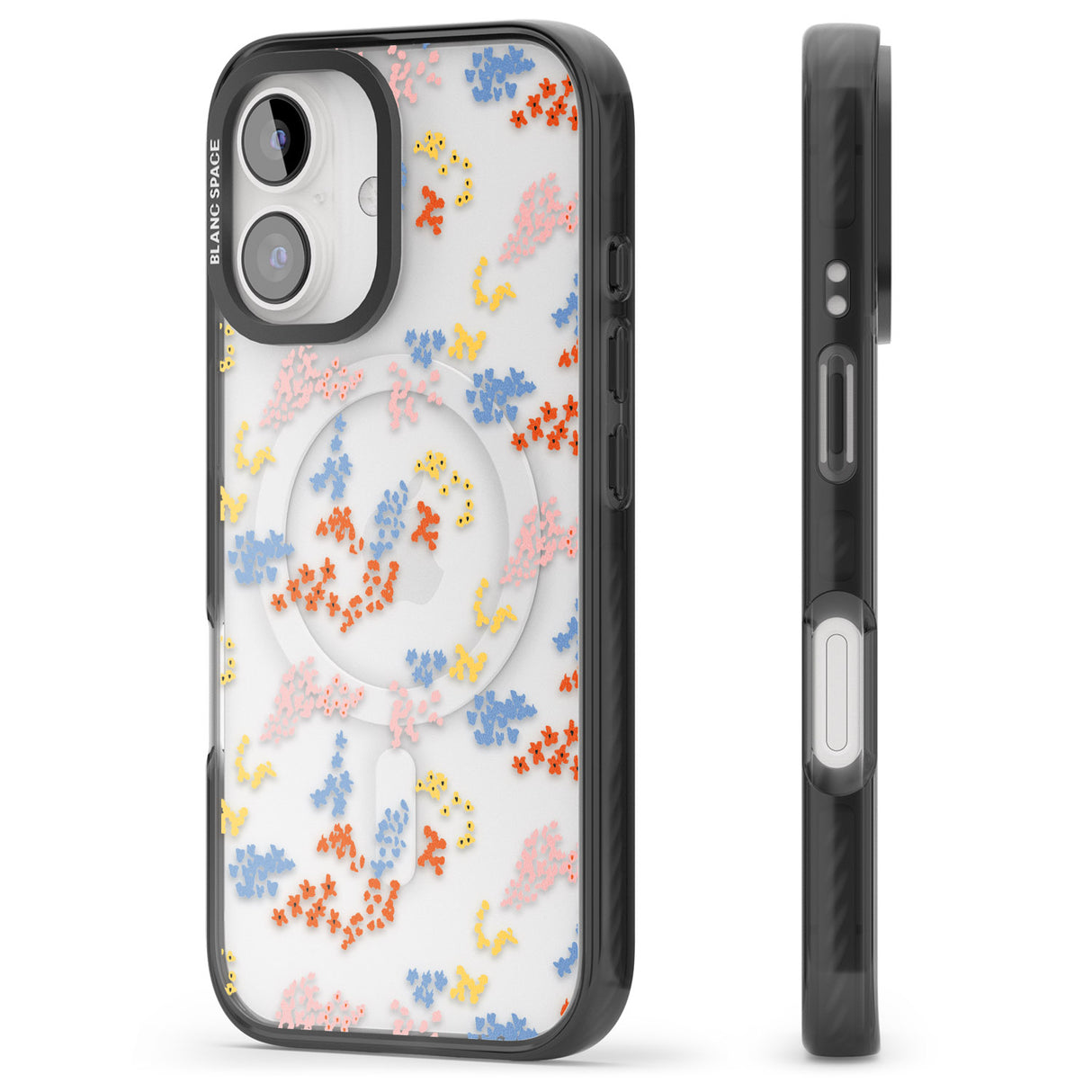 iPhone 16 Pro Max Small Flower Mix: Transparent Black Impact Phone Case