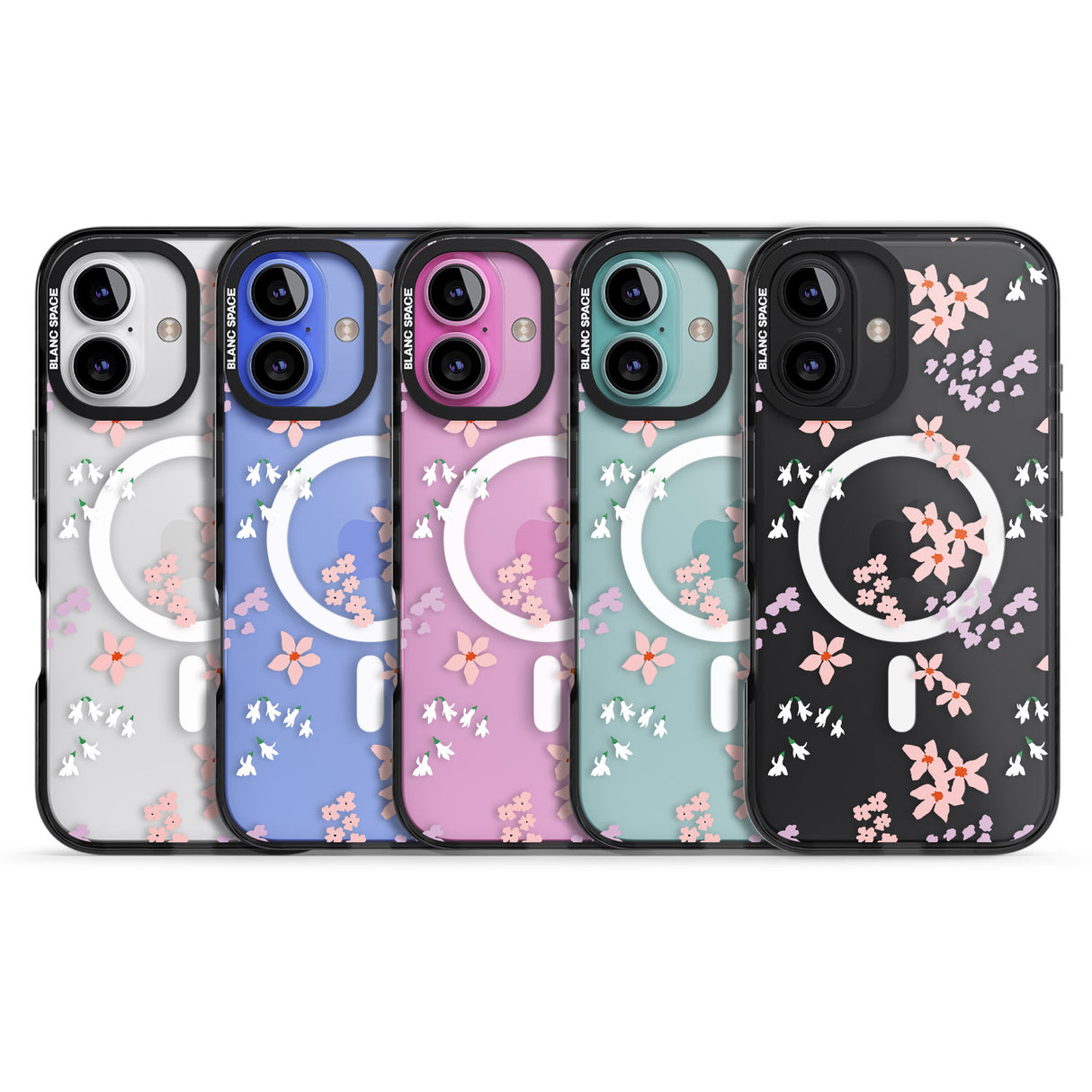 iPhone 16 Pro Max Pink & Purple Flower Mix: Clear Black Impact Phone Case