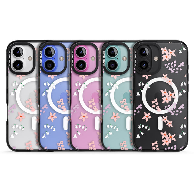 iPhone 16 Pro Max Pink & Purple Flower Mix: Clear Black Impact Phone Case