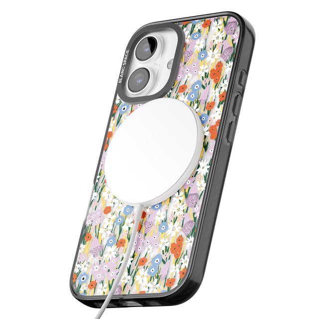 iPhone 16 Pro Max Energetic Floral Mix: Transparent Black Impact Phone Case