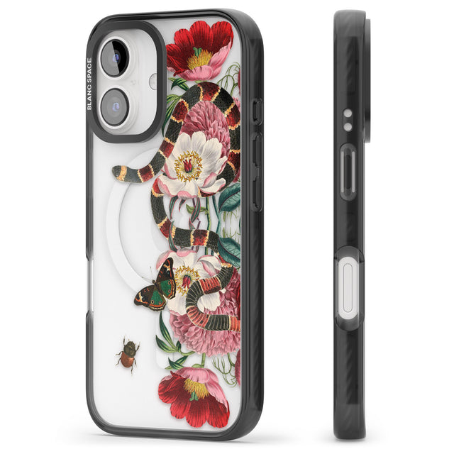 iPhone 16 Pro Max Floral Snake Black Impact Phone Case