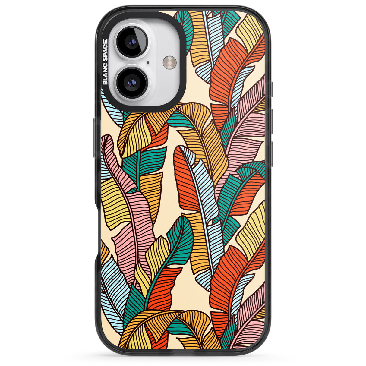 iPhone 16 Pro Max Pastel Palm Leaves Black Impact Phone Case