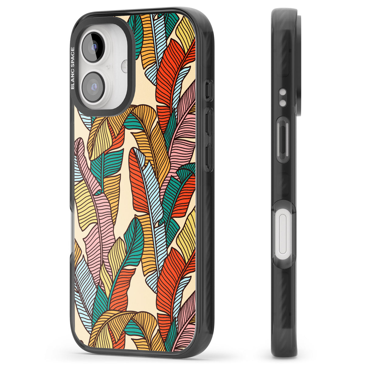 iPhone 16 Pro Max Pastel Palm Leaves Black Impact Phone Case