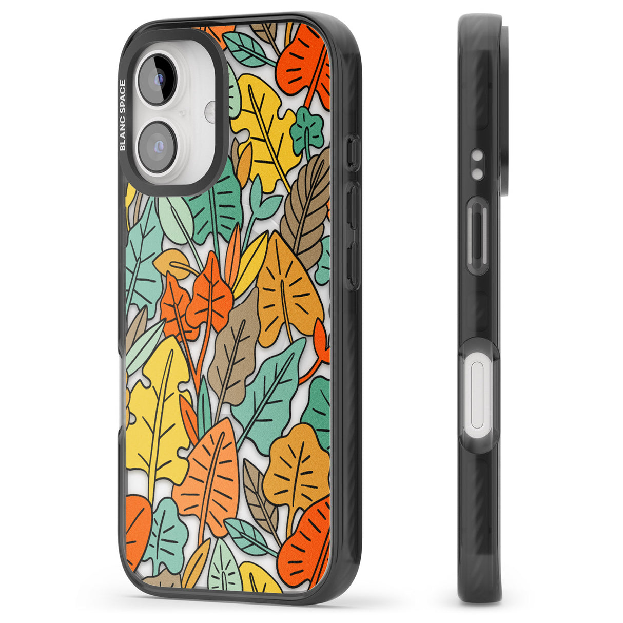 iPhone 16 Pro Max Pastel Toned Autumn Leaves Black Impact Phone Case