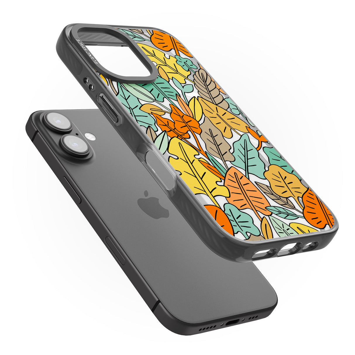 iPhone 16 Pro Max Pastel Toned Autumn Leaves Black Impact Phone Case