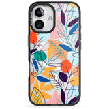 iPhone 16 Pro Max Abstract Line Drawn Leaves Black Impact Phone Case