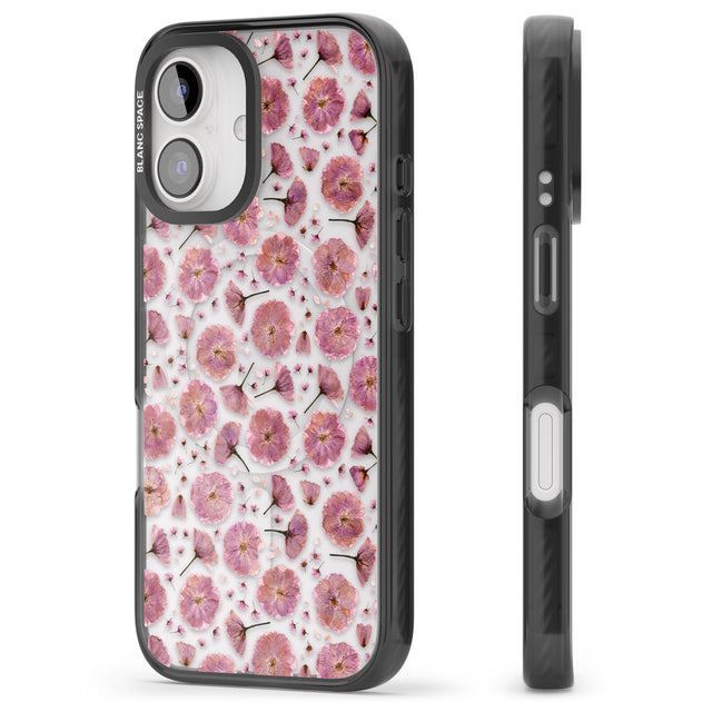 iPhone 16 Pro Max Pink Flowers & Blossoms Transparent Design Black Impact Phone Case