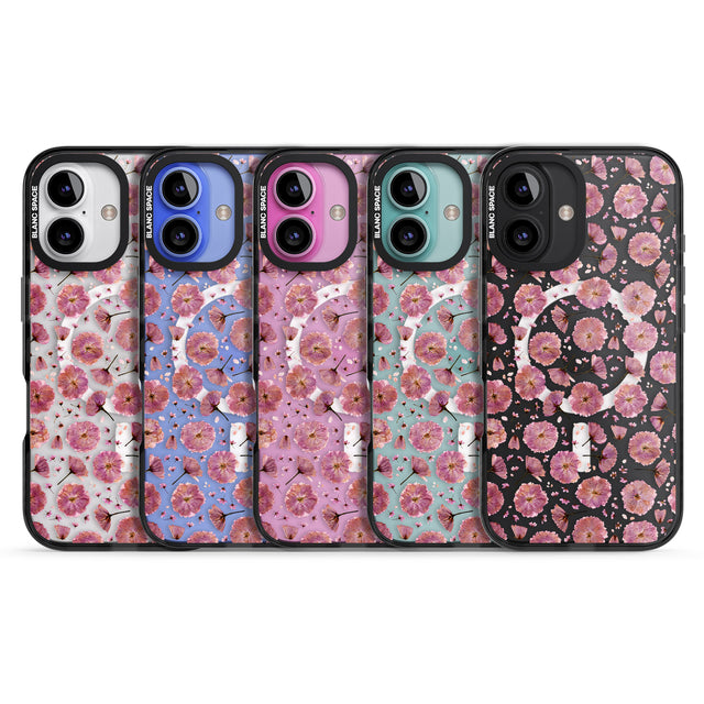 iPhone 16 Pro Max Pink Flowers & Blossoms Transparent Design Black Impact Phone Case