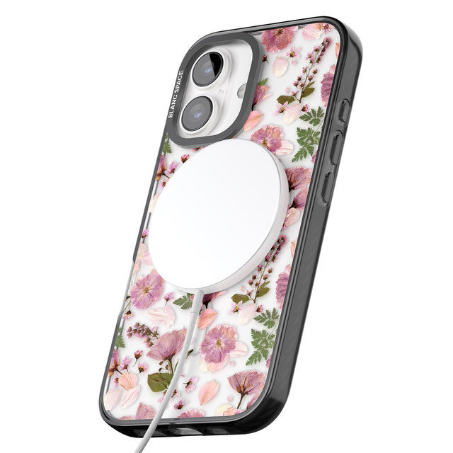 iPhone 16 Pro Max Floral Menagerie Transparent Design Black Impact Phone Case