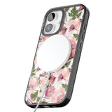 iPhone 16 Pro Max Leafy Floral Pattern Transparent Design Black Impact Phone Case