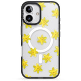 iPhone 16 Pro Max Daffodils Transparent Pattern Black Impact Phone Case