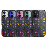 iPhone 16 Pro Max Wildflower Grid Boxes Pattern - Navy Black Impact Phone Case