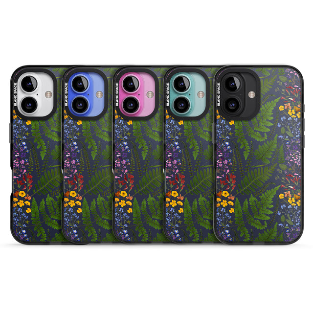 iPhone 16 Pro Max Busy Floral and Fern Design - Navy Black Impact Phone Case