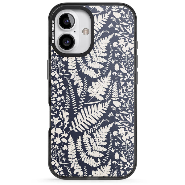 Wildflowers & Ferns On Navy