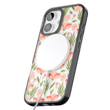 iPhone 16 Pro Max Pink Petals Transparent Floral Black Impact Phone Case