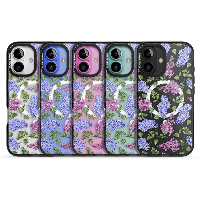 iPhone 16 Pro Max Purple Blossoms Transparent Floral Black Impact Phone Case