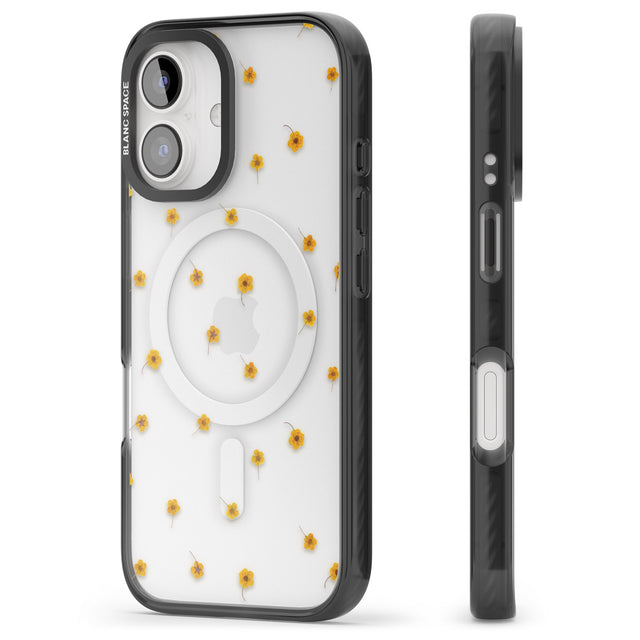 iPhone 16 Pro Max Yellow Flower Pattern - Dried Flower-Inspired Black Impact Phone Case