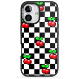 iPhone 16 Pro Max Checkered Cherry Black Impact Phone Case