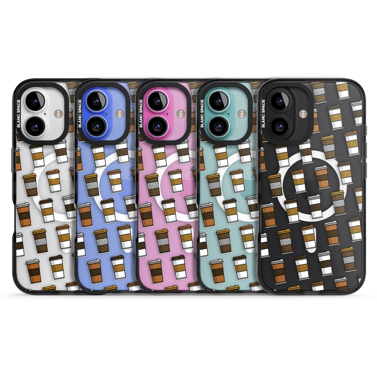 iPhone 16 Pro Max Coffee Cup Pattern Black Impact Phone Case