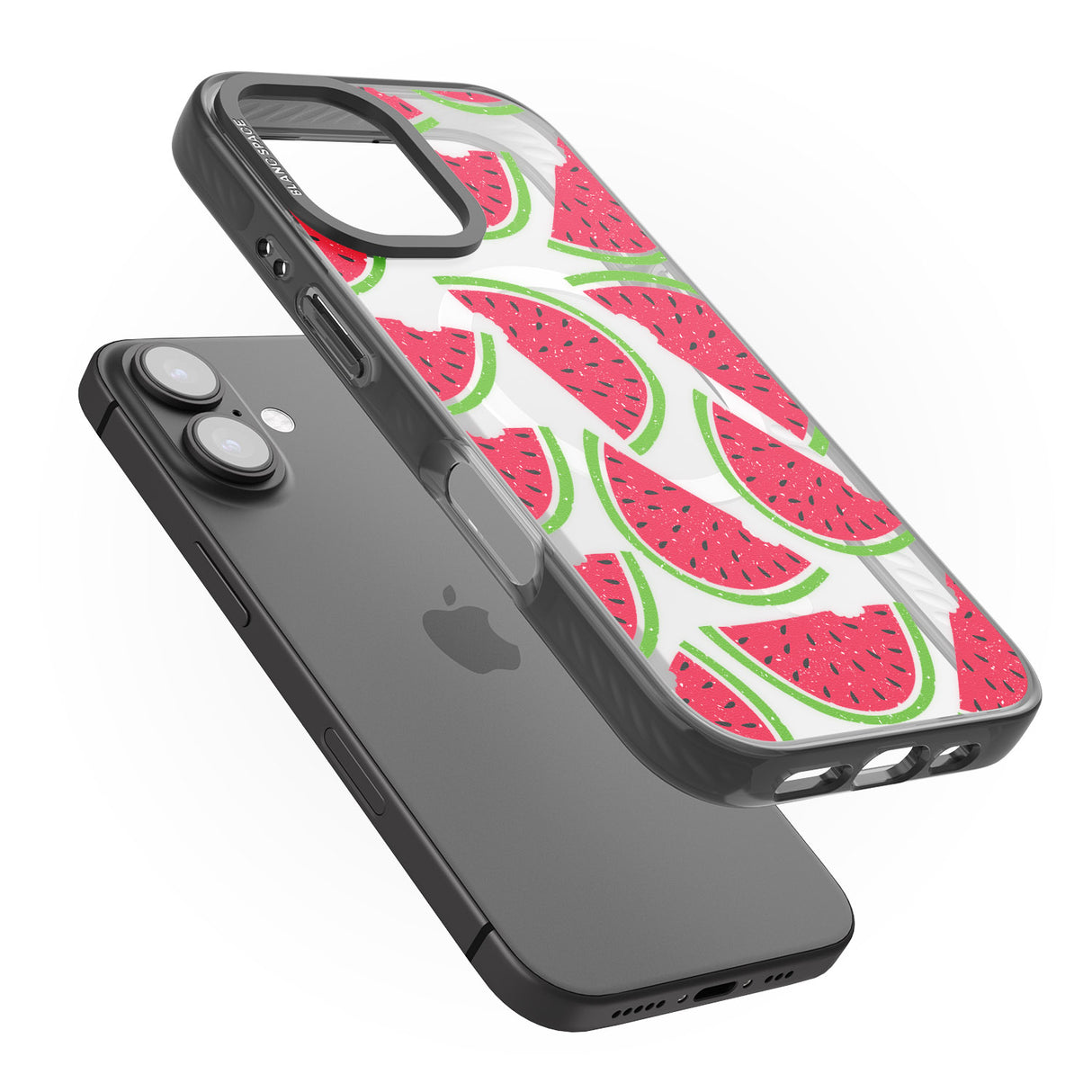 iPhone 16 Pro Max Watermelon Pattern Black Impact Phone Case