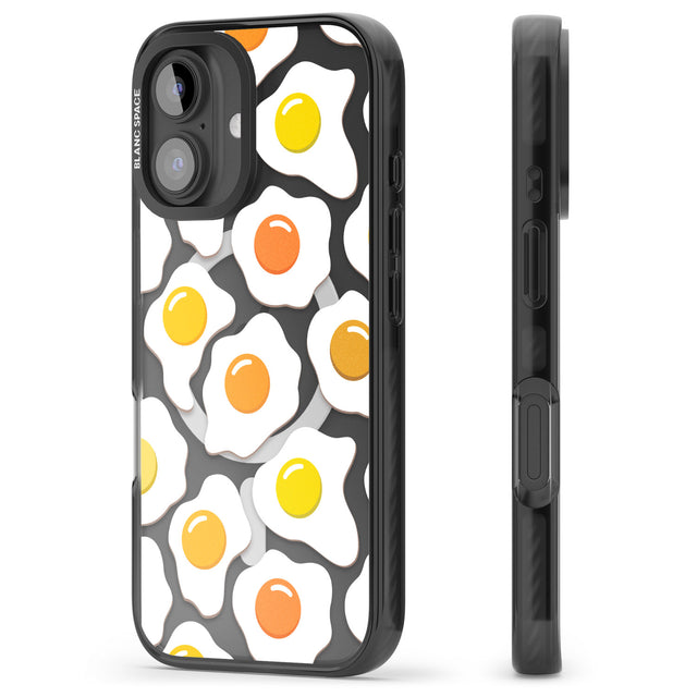 iPhone 16 Pro Max Fried Egg Pattern Black Impact Phone Case