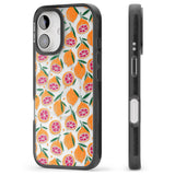 iPhone 16 Pro Max Blood Orange Fruit Pattern Transparent Black Impact Phone Case