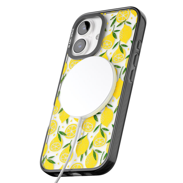 iPhone 16 Pro Max Bright Lemon Fruity Pattern Black Impact Phone Case