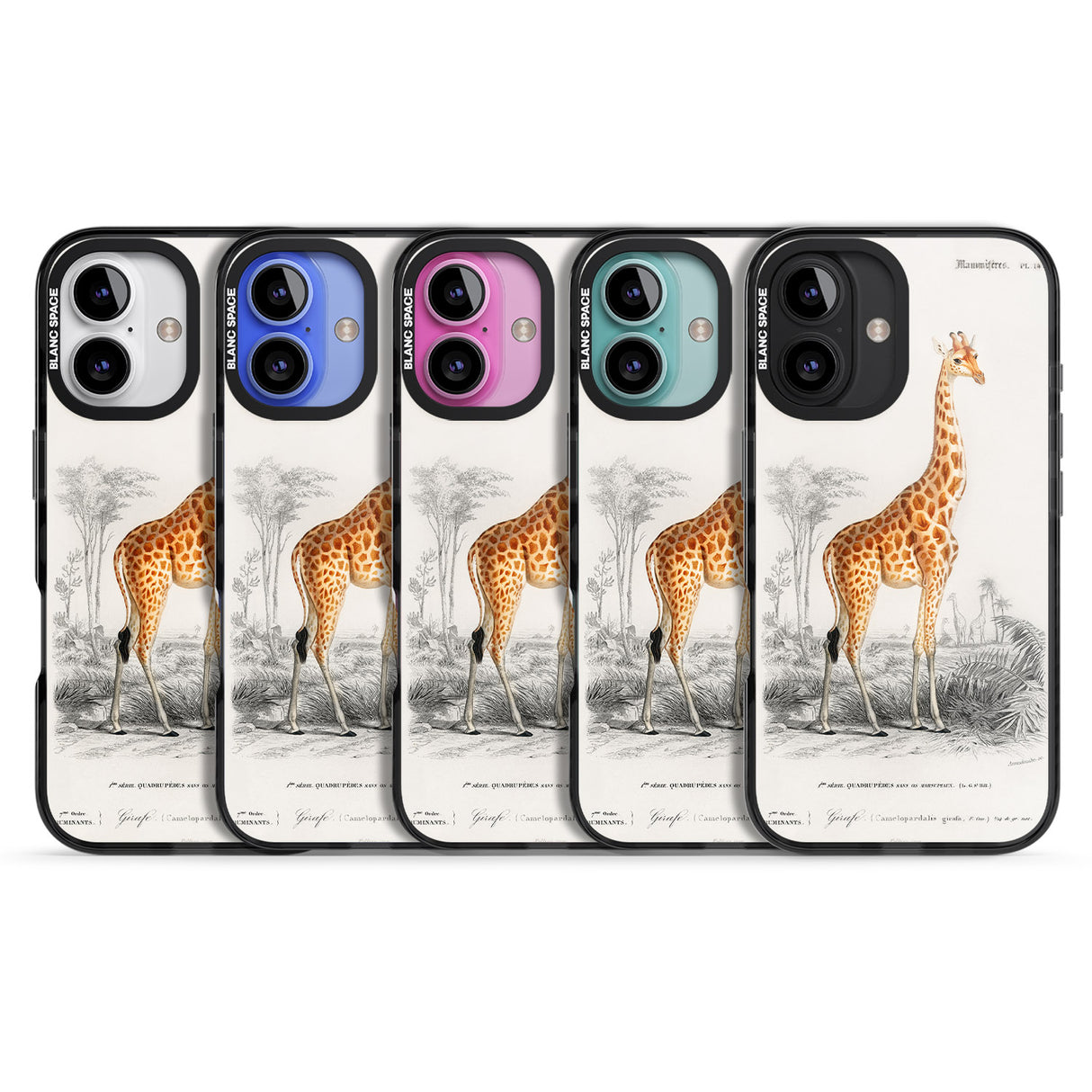 iPhone 16 Pro Max Vintage Girafe Art Black Impact Phone Case