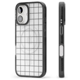 iPhone 16 Pro Max Simplistic Large Grid Pattern Black (Transparent) Black Impact Phone Case