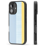 iPhone 16 Pro Max Abstract Grid Blue & Yellow Black Impact Phone Case