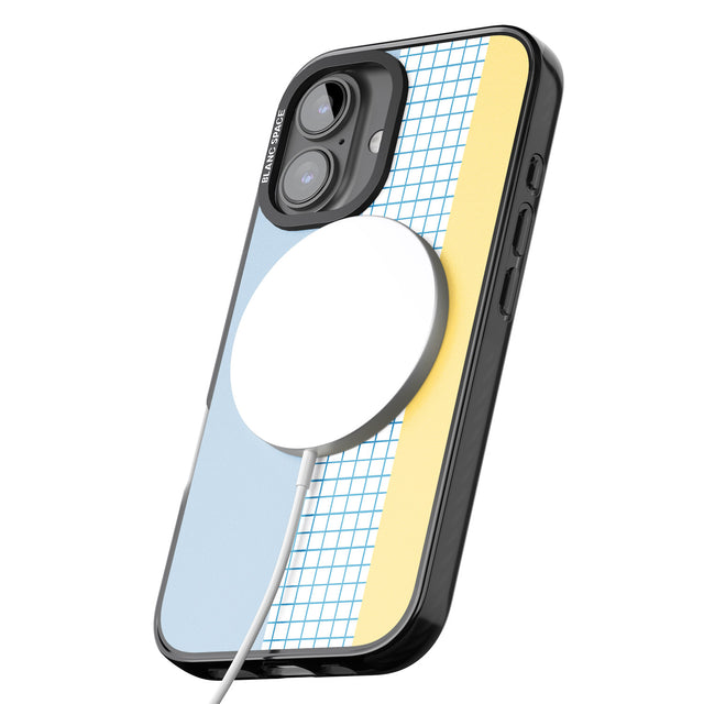 iPhone 16 Pro Max Abstract Grid Blue & Yellow Black Impact Phone Case