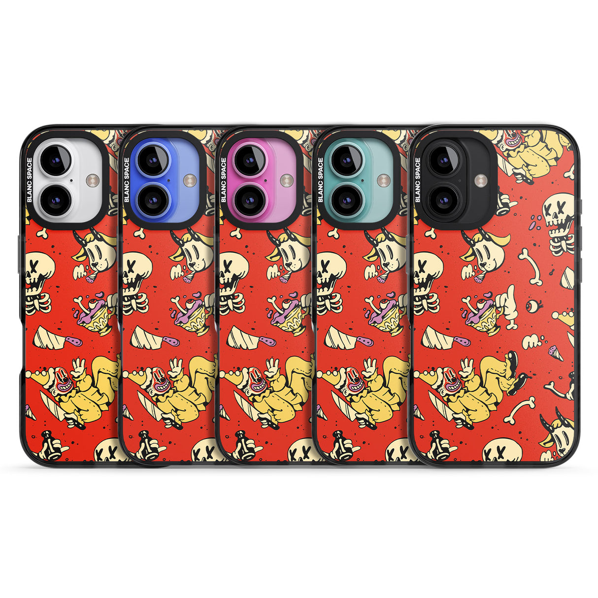 iPhone 16 Pro Max Red Retro Halloween Pattern Black Impact Phone Case