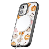 Floral Pumpkins Black Impact Magsafe Phone Case for iPhone 16, iPhone 16 Plus